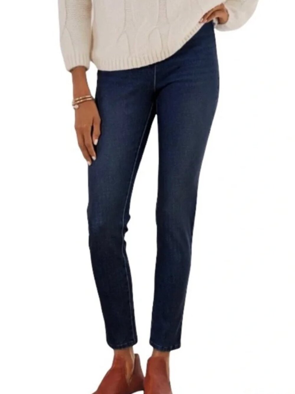 SOFT SURROUNDINGS Ultimate Denim Pull On Skinny Jeans Dark Wash PETITE XS / PXS